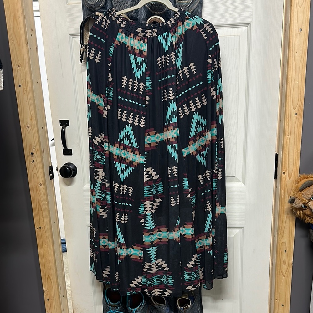 Sterling Kreek Black and Teal Aztec Print Women's Skirt